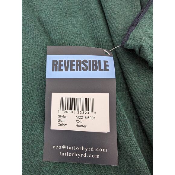 Tailor Byrd Reversible Pullover Sweatshirt XXL Hunter Green 1/4 Zip Mock Neck - Picture 4 of 7